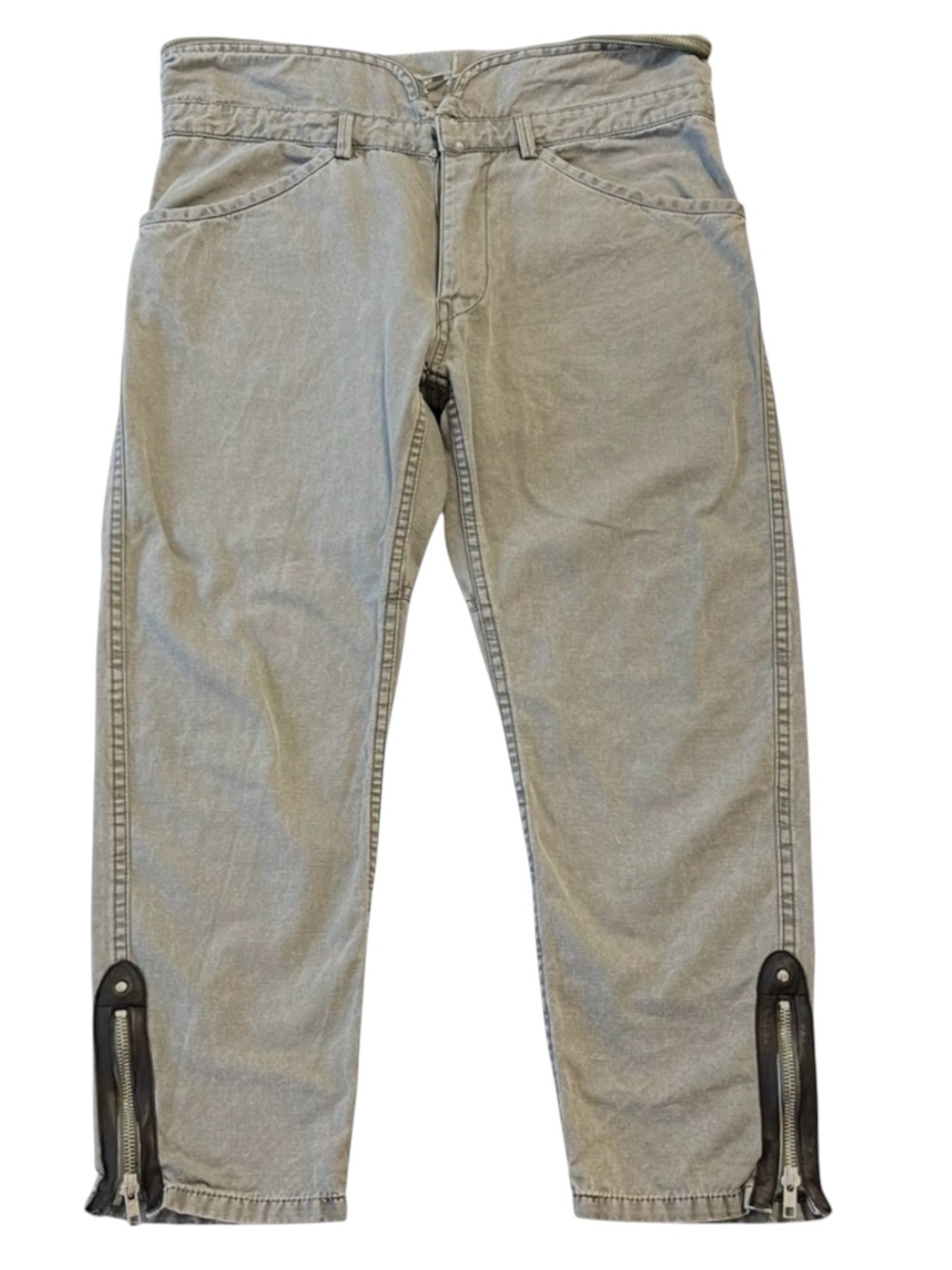 Isabel Marant Grey/Black Zip Accent Cotton/Linen Crop Utility Pant (4)